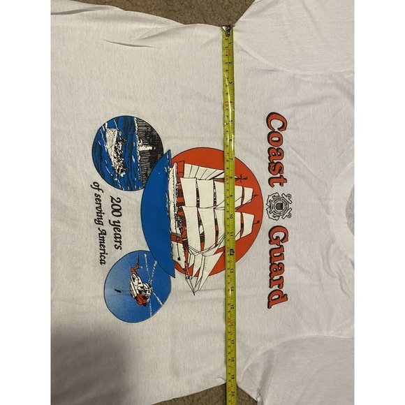 Vintage White US Coast Guard 200 Years Screen Stars Tag Mens Size Large USA Made - Picture 6 of 7